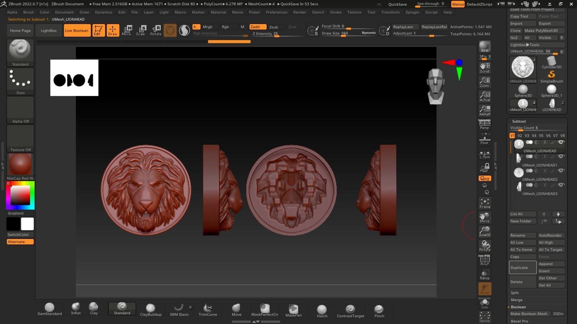 Lion head pendant 3D printable model  3D print model_1
