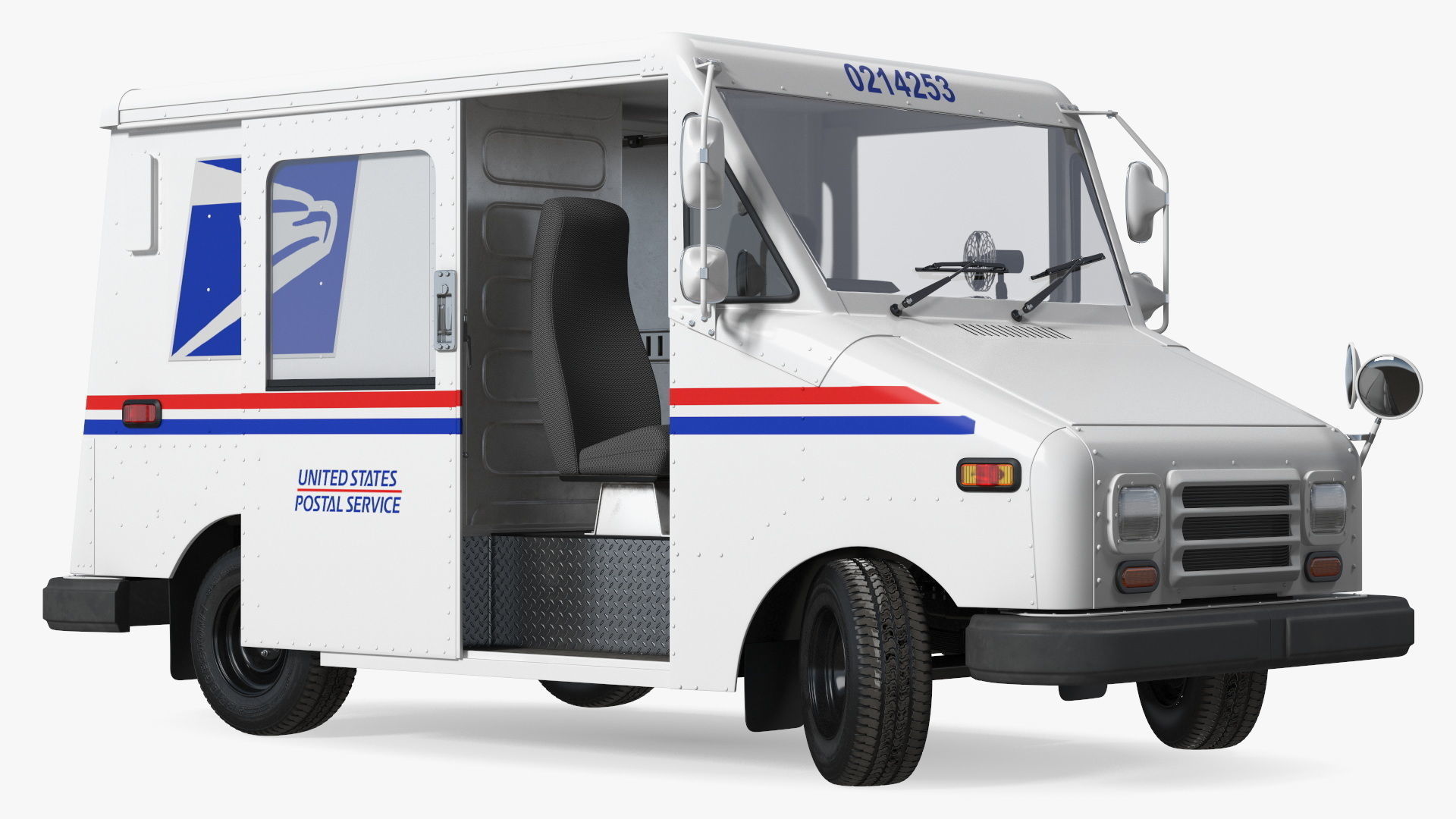 Grumman LLV USA Post Car Rigged for Cinema 4D 3D model_13