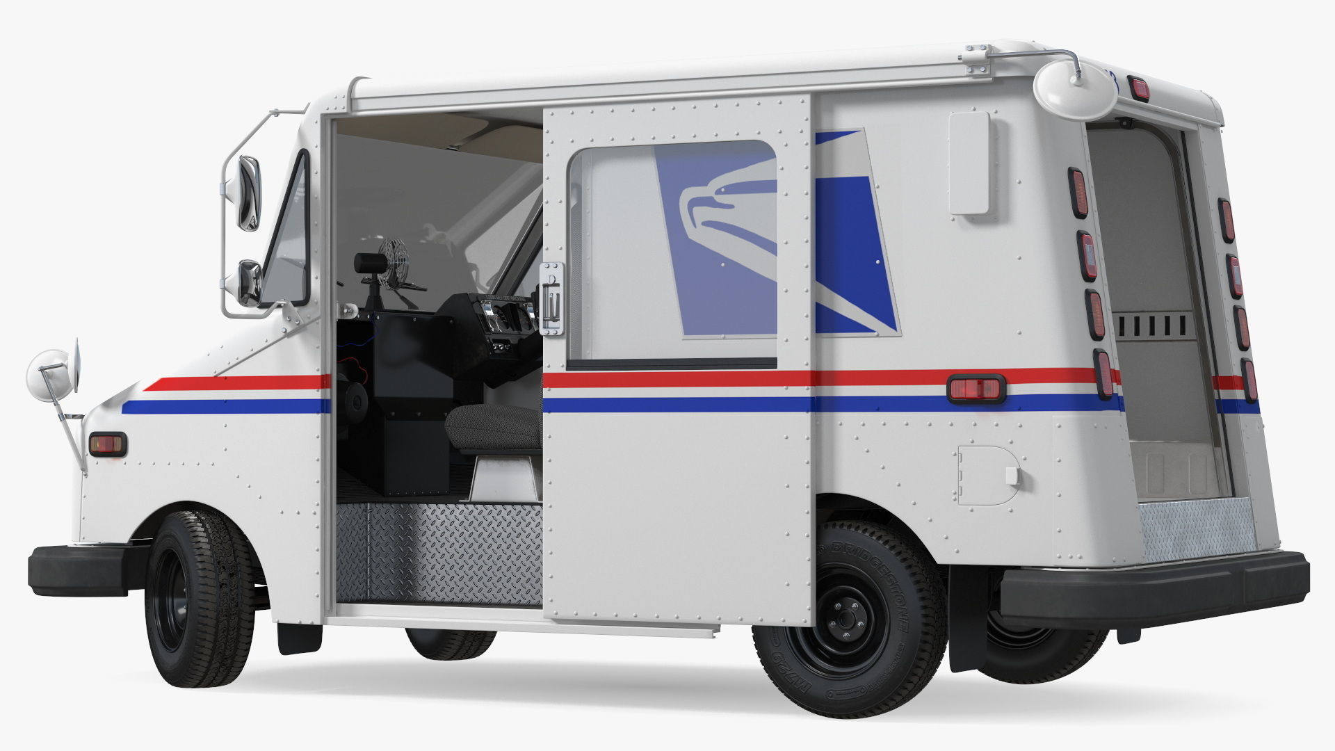 Grumman LLV USA Post Car Rigged for Cinema 4D 3D model_15