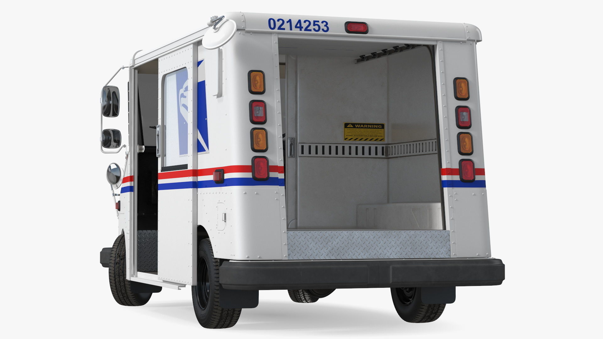 Grumman LLV USA Post Car Rigged for Cinema 4D 3D model_14