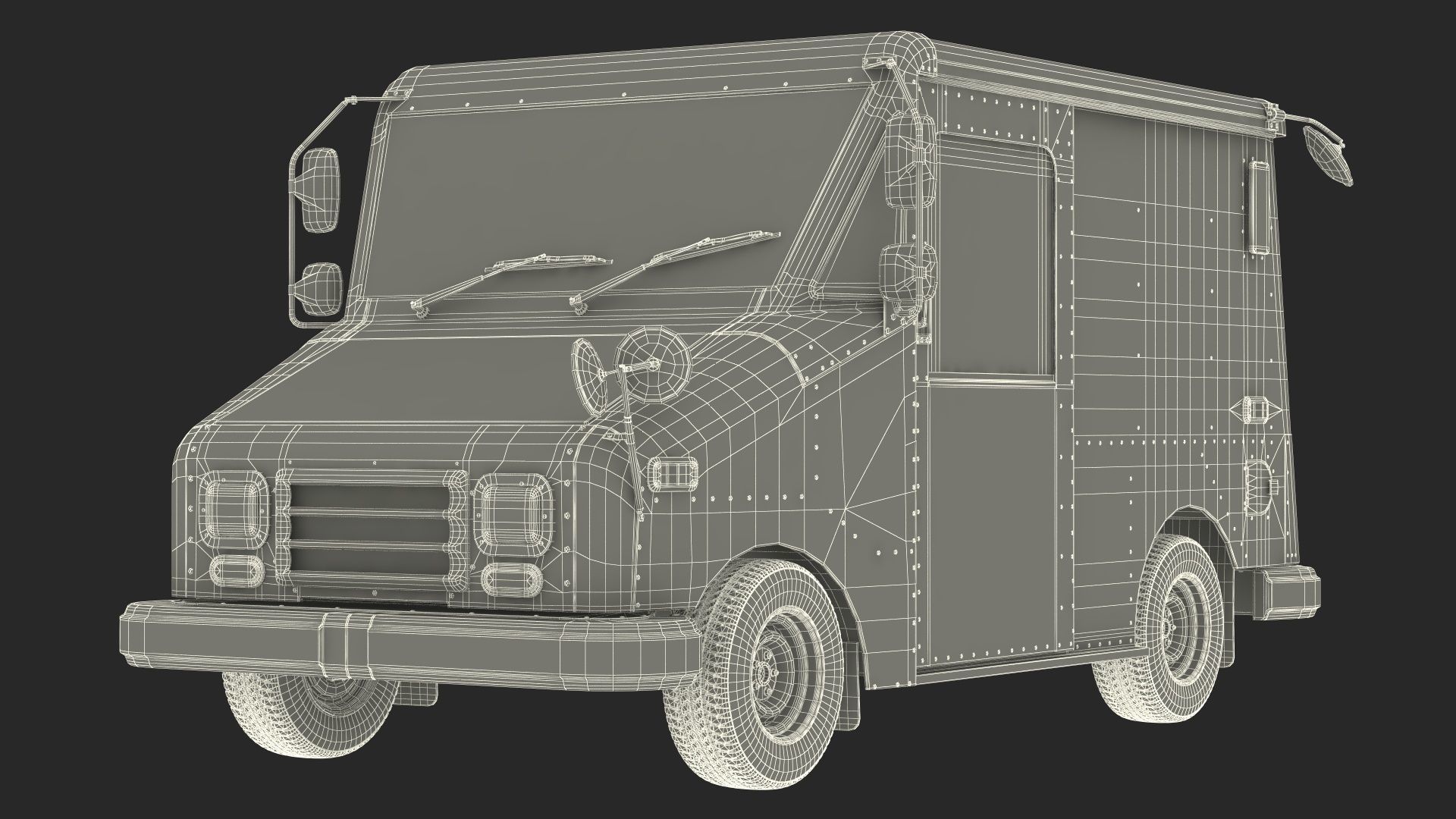 Grumman LLV USA Post Car Rigged for Cinema 4D 3D model_34