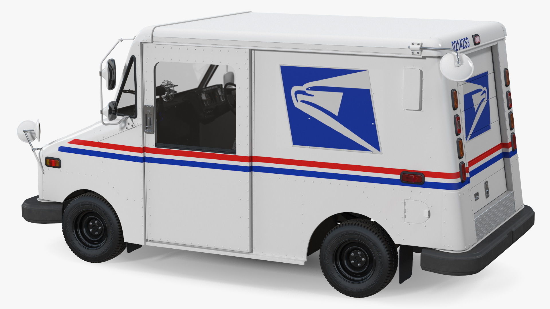 Grumman LLV USA Post Car Rigged for Cinema 4D 3D model_21