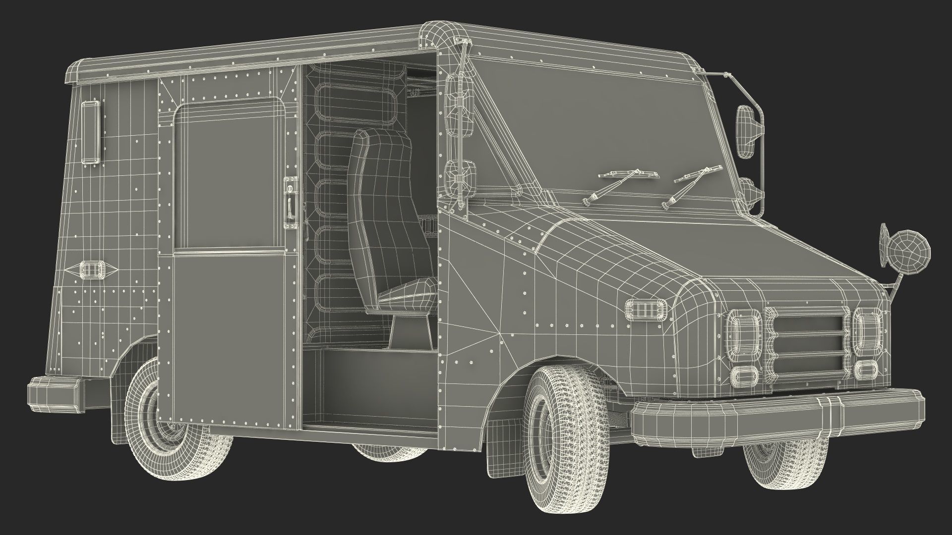 Grumman LLV USA Post Car Rigged for Cinema 4D 3D model_31