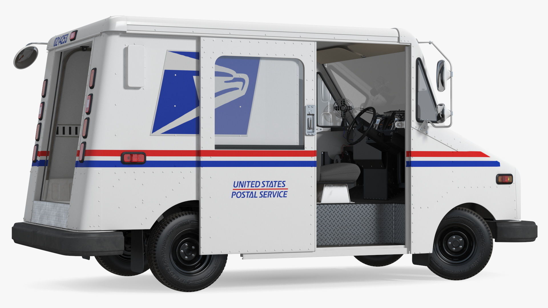 Grumman LLV USA Post Car Rigged for Cinema 4D 3D model_16