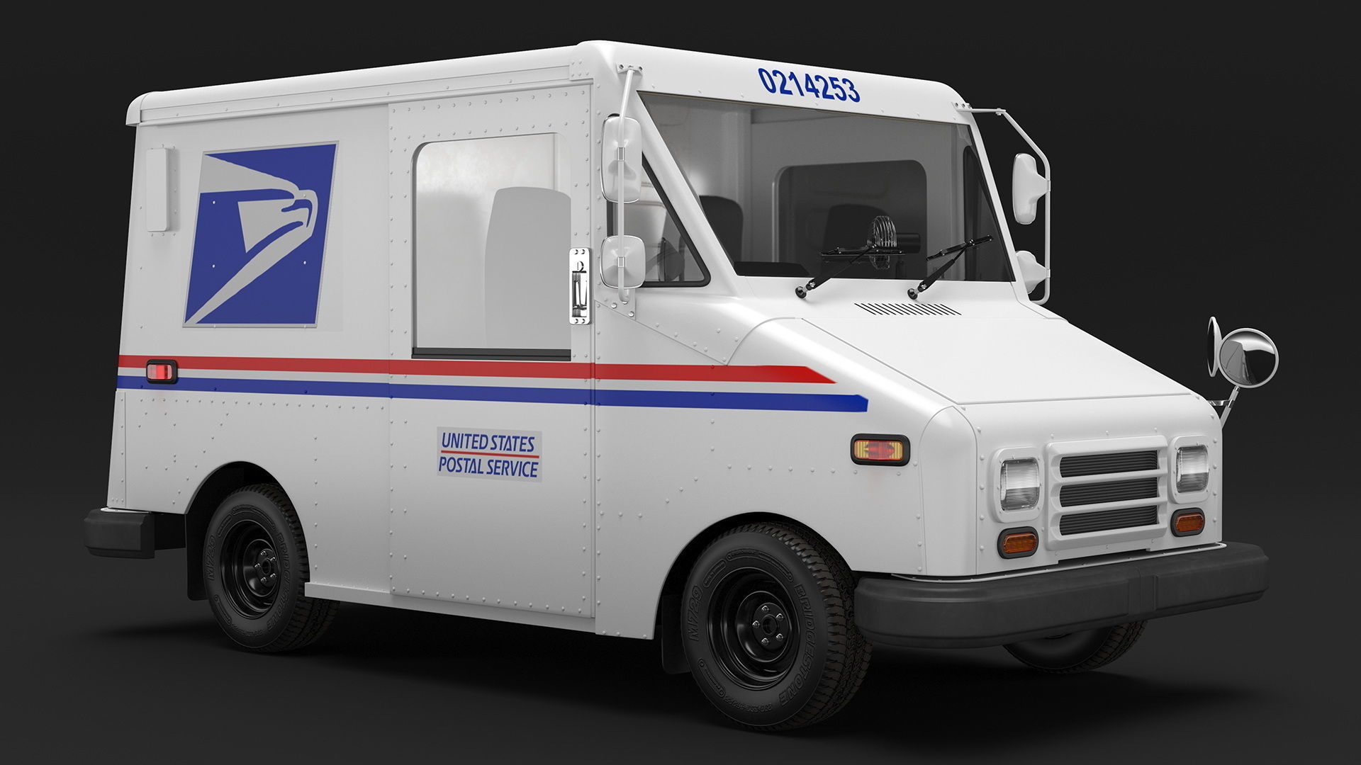 Grumman LLV USA Post Car Rigged for Cinema 4D 3D model_11