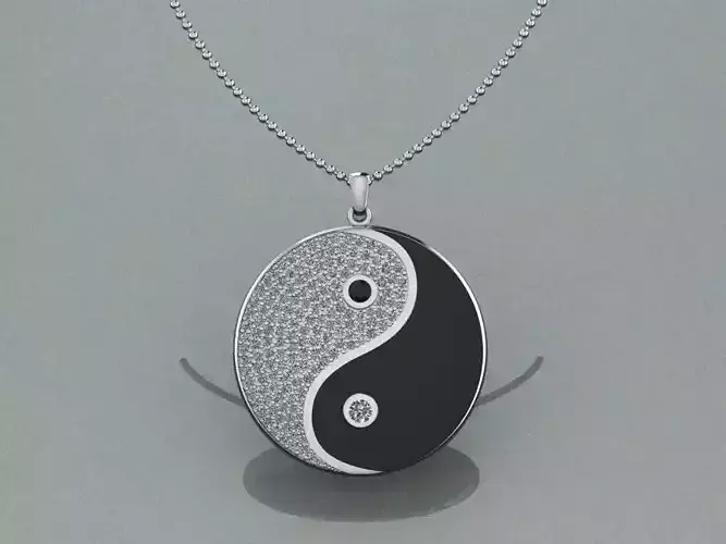 Yin Yang Gold Diamond Pendant 3D print model