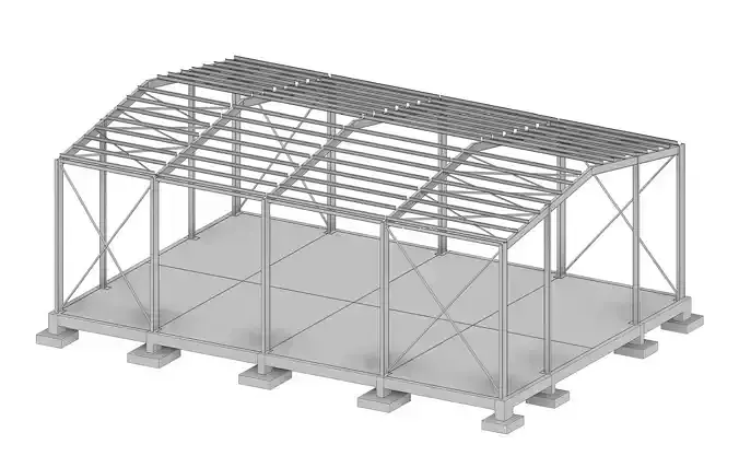 Warehouse G steel structure in Revit 3D model