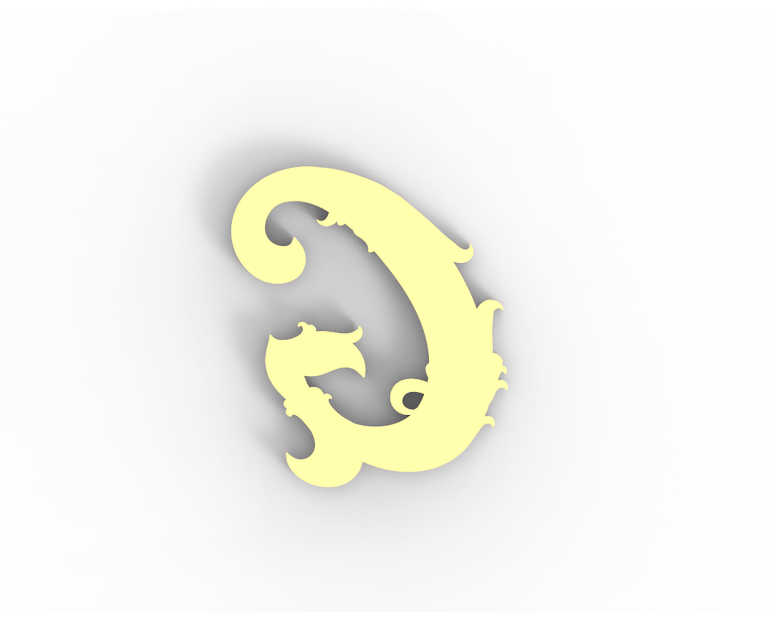 Letter G Floral 3D print model_3