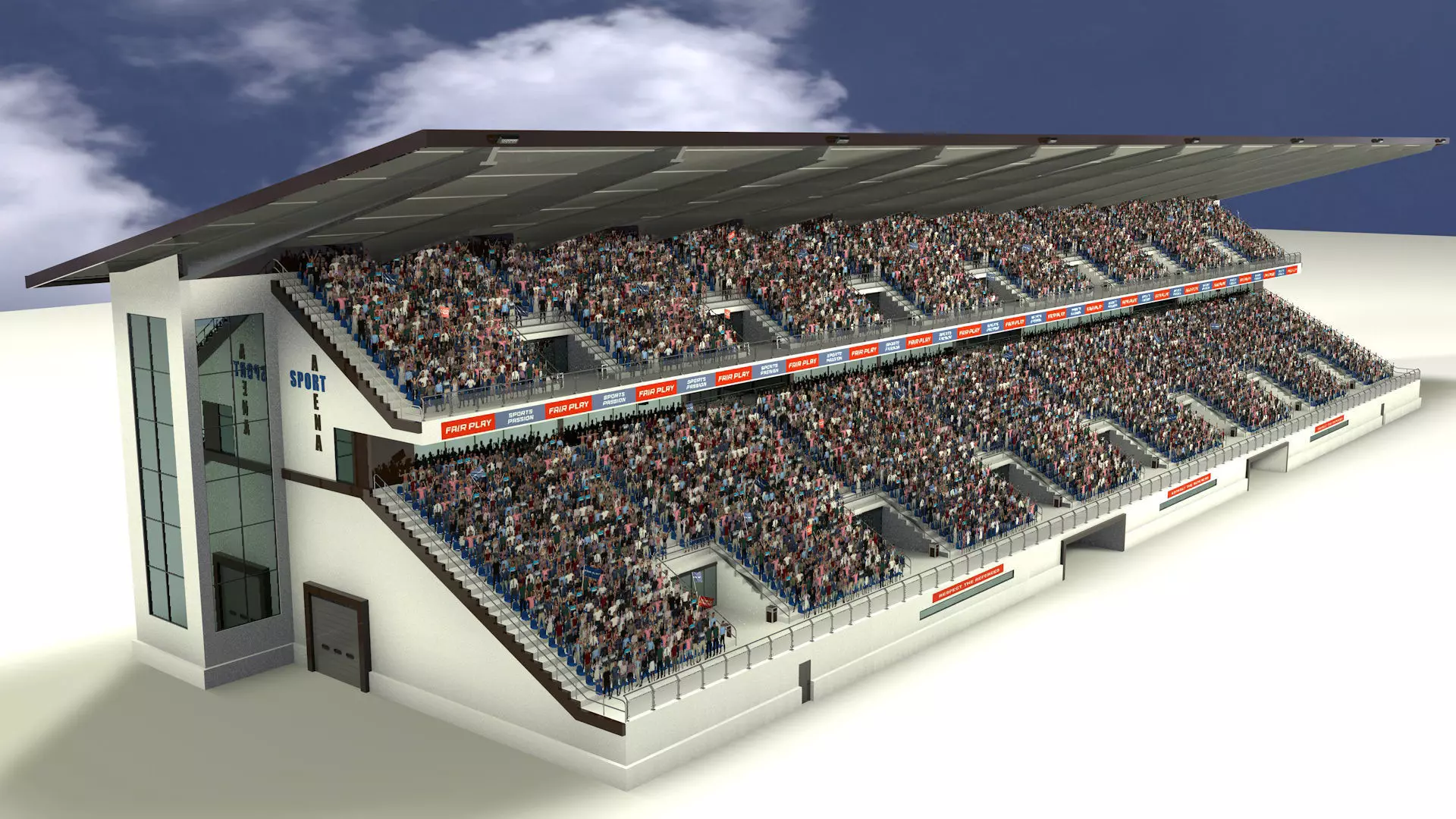 Modern tribune 3D model_0