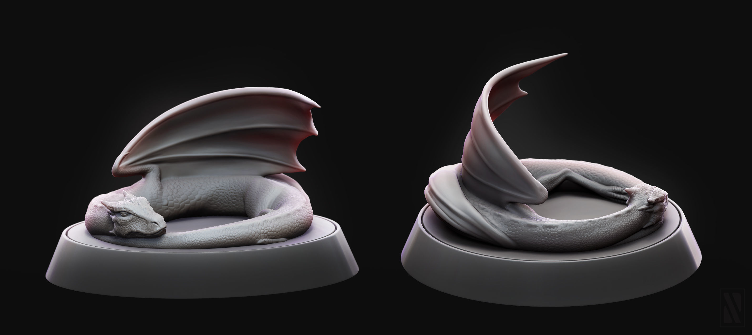 Dragon sleeping - Figure  3D print model_4