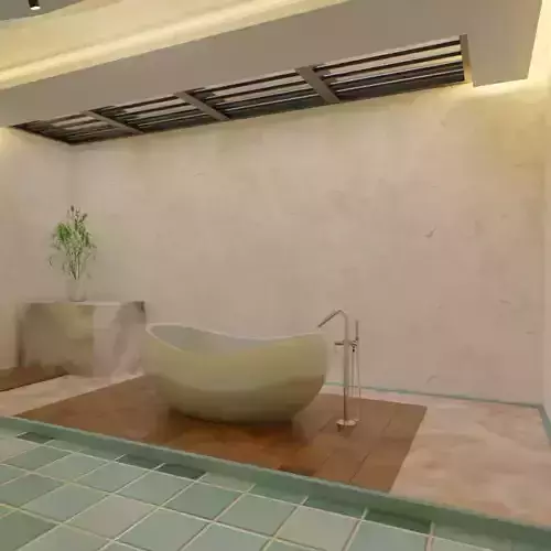 Curved Bath tub - Bathroom 3D model-Interior