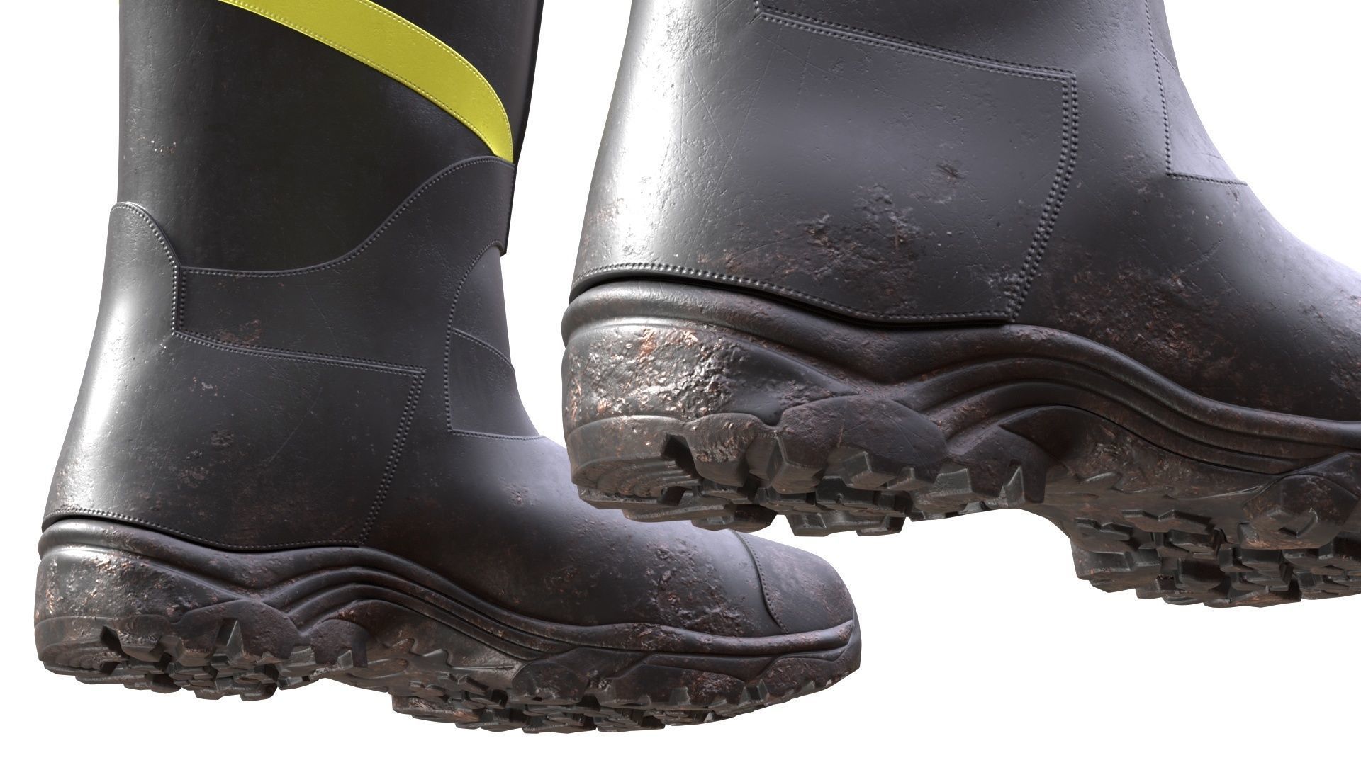 Firefighter Boots Low-poly 3D model_9