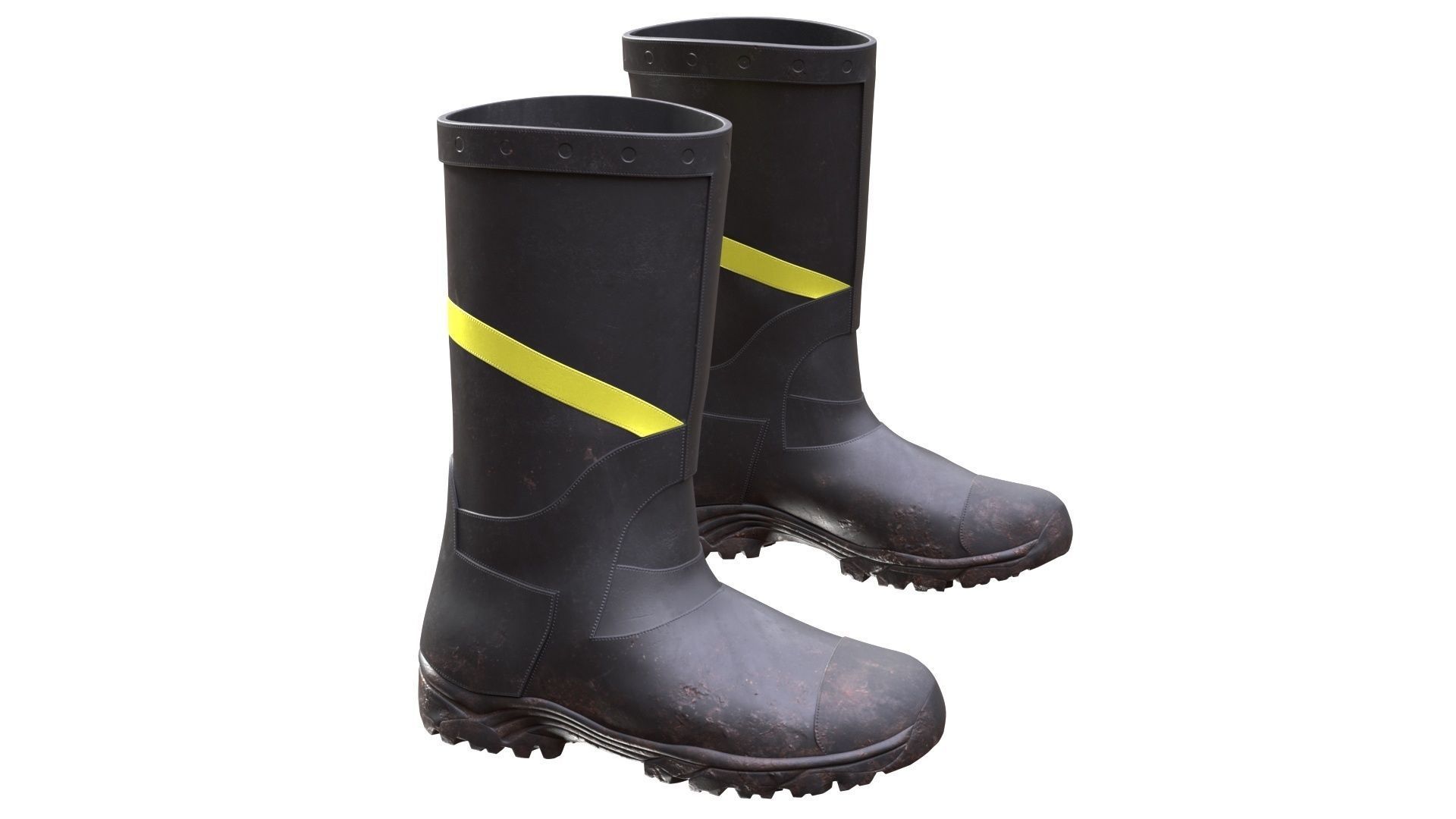 Firefighter Boots Low-poly 3D model_5