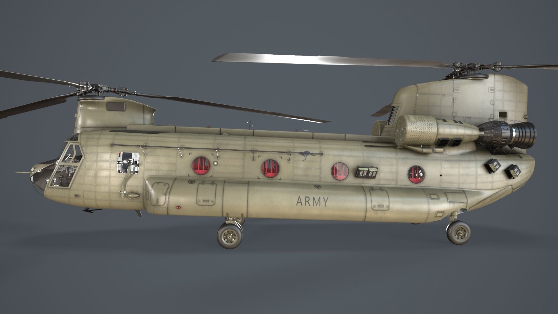 CH-47F Chinook Australian Army Static Low-poly 3D model_15