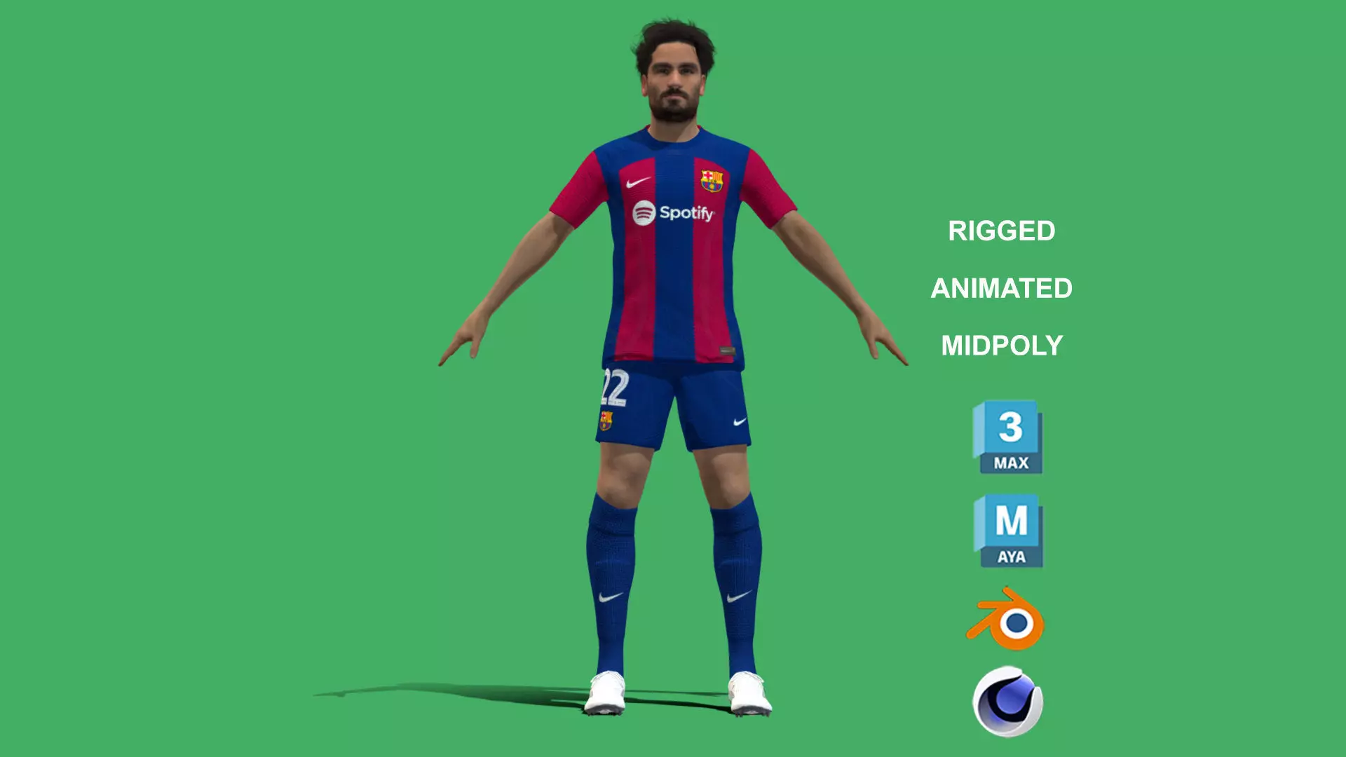 3D Rigged Ilkay Gundogan Barcelona 2024 3D model