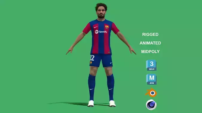 3D Rigged Ilkay Gundogan Barcelona 2024 3D model