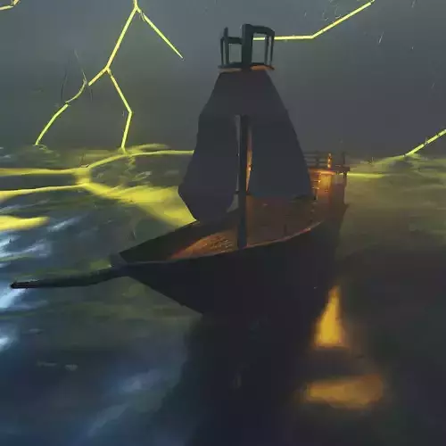 Boat Rain Animation Low-poly 3D model