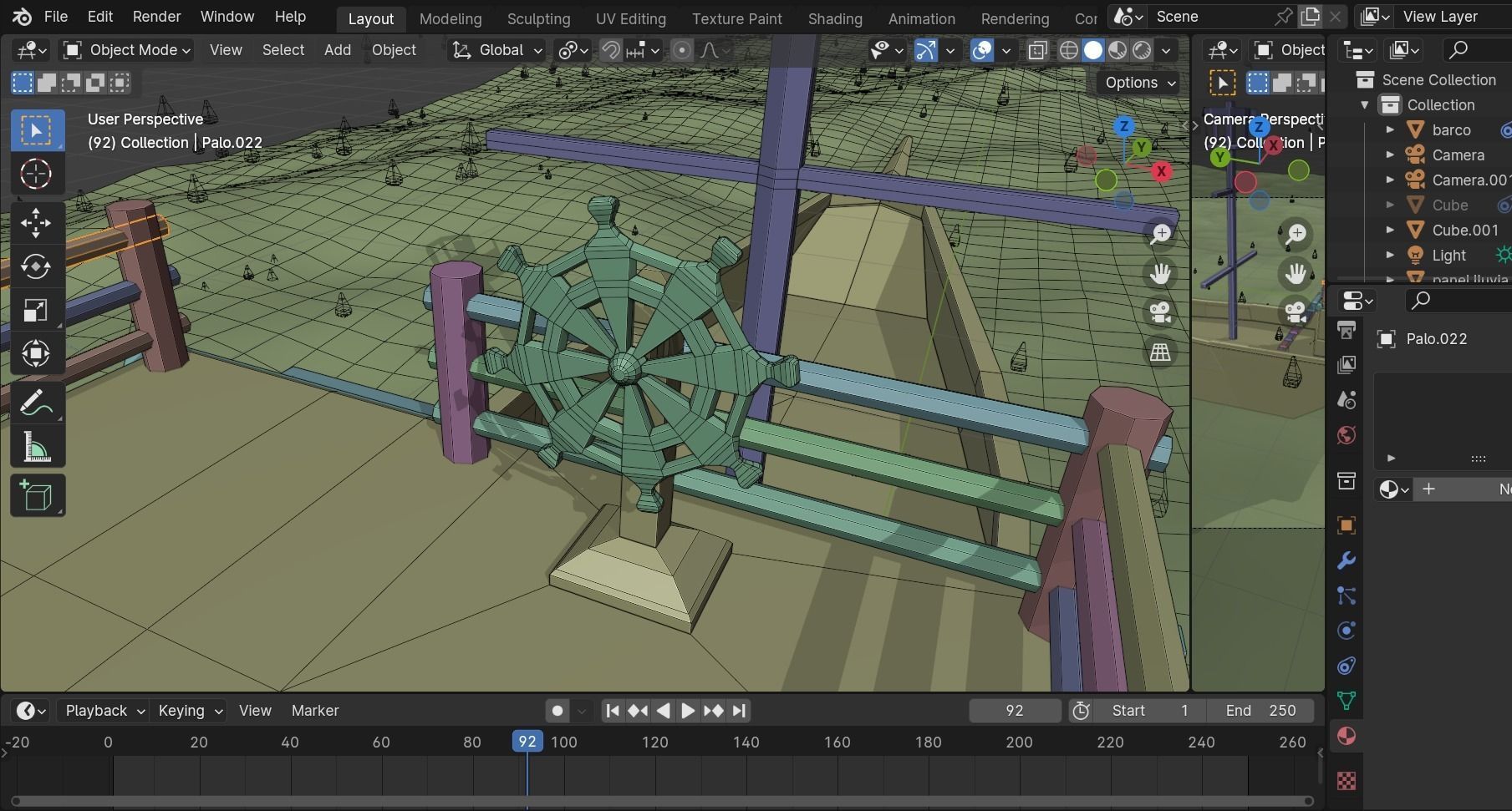 Boat Rain Animation Low-poly 3D model_4