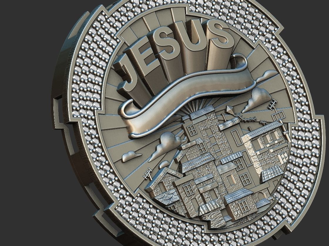 Favela Jesus Medal  3D print model_4