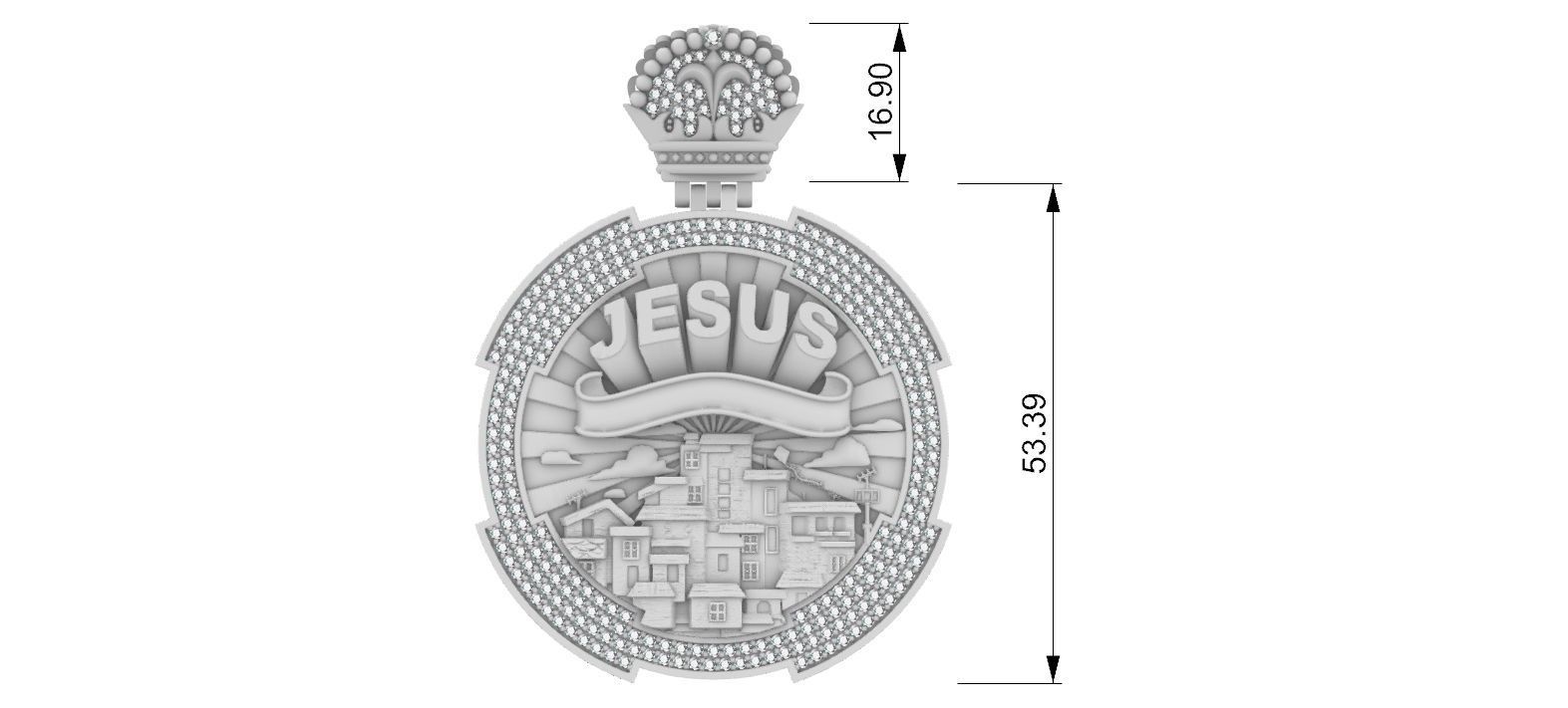 Favela Jesus Medal  3D print model_7