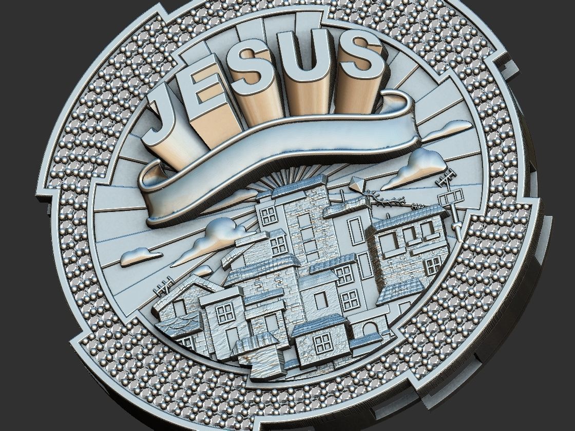 Favela Jesus Medal  3D print model_3