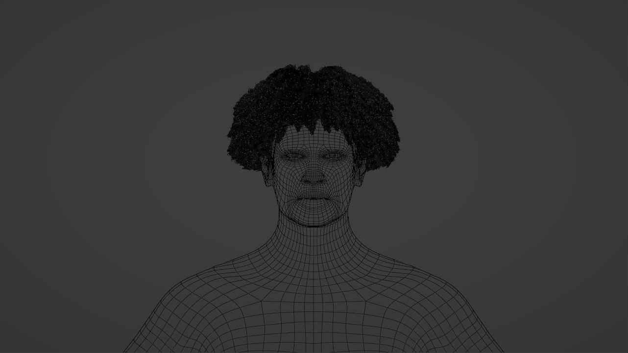 Loose Curl Afro 3D model_14