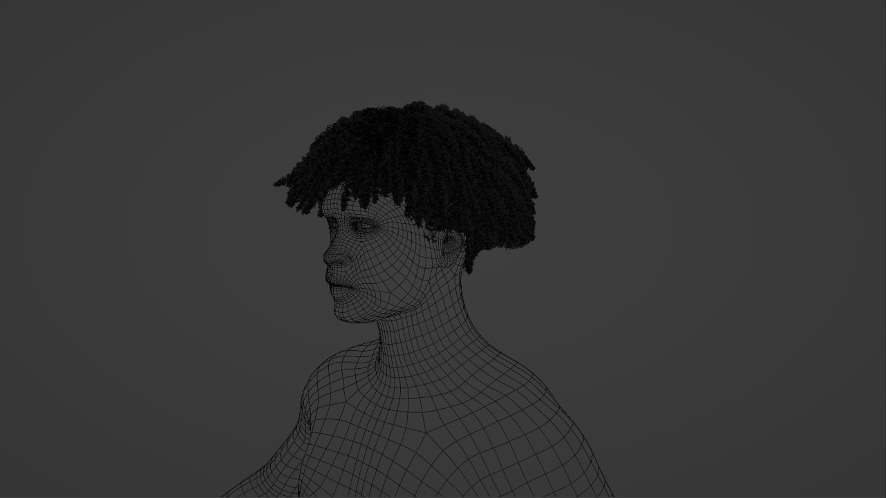 Loose Curl Afro 3D model_11