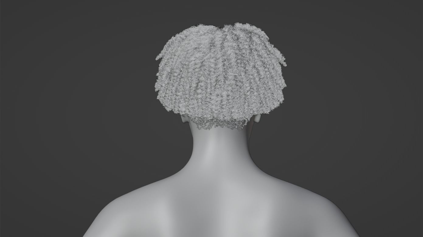 Loose Curl Afro 3D model_20