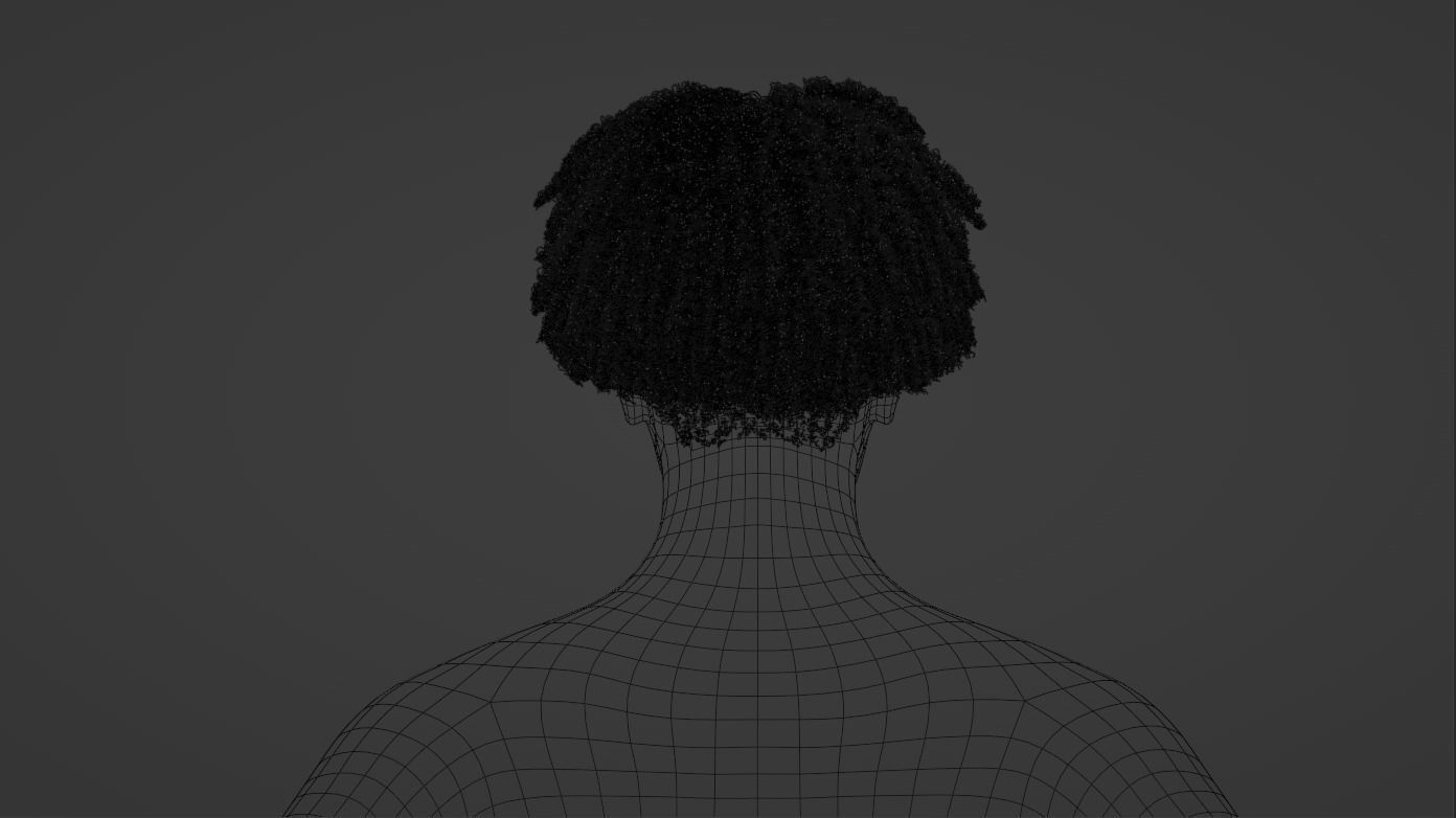 Loose Curl Afro 3D model_19