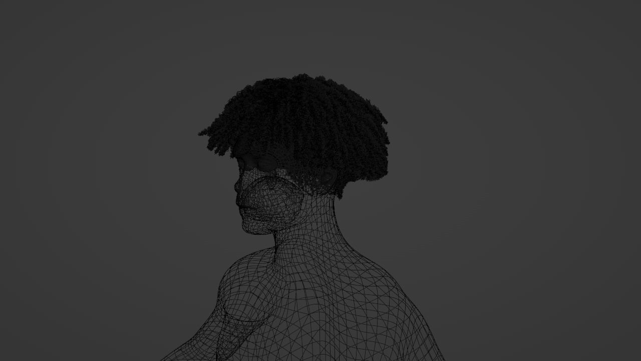Loose Curl Afro 3D model_12