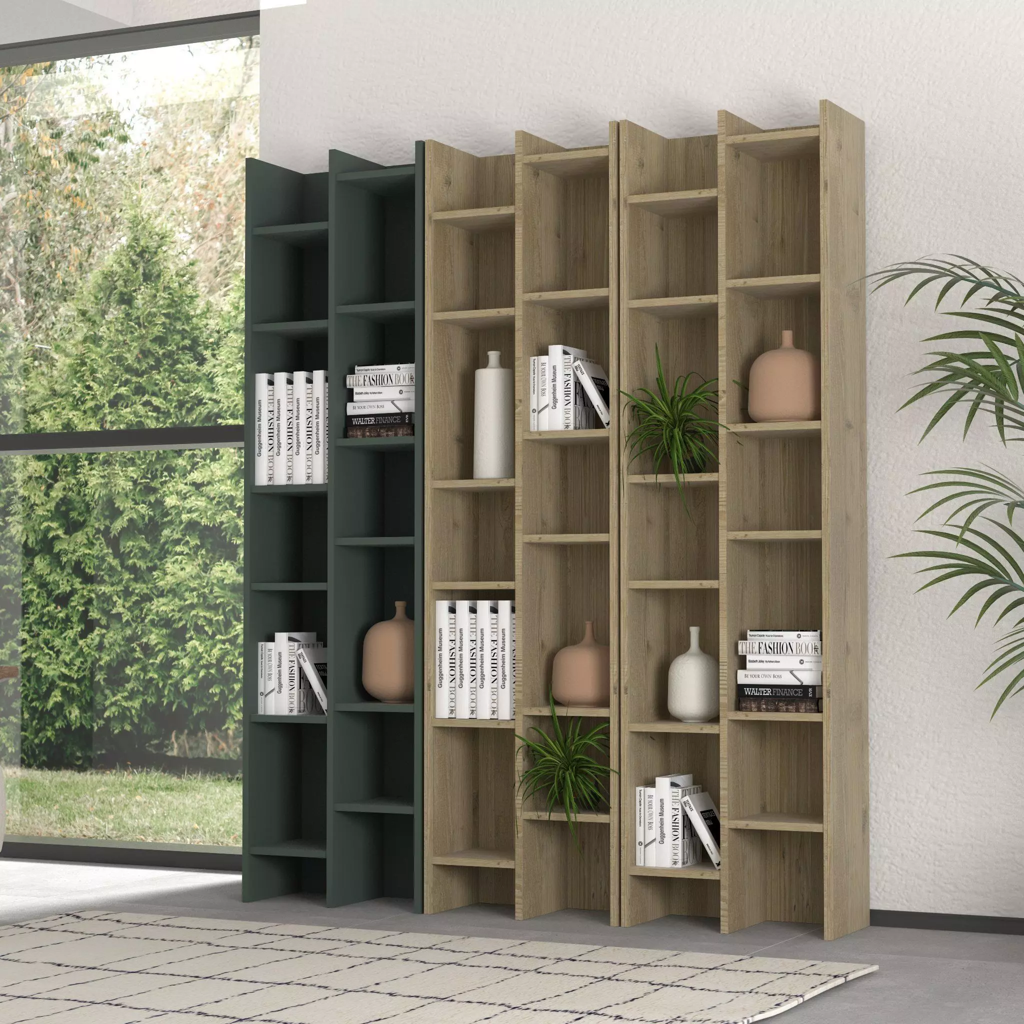 Green book shelf Free low-poly 3D model_0