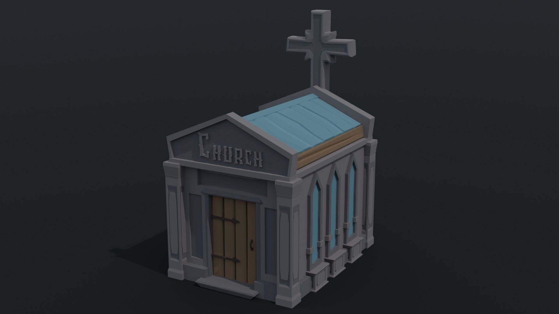Cartoon stone cemetery Polygonal Style Low-poly 3D model_5