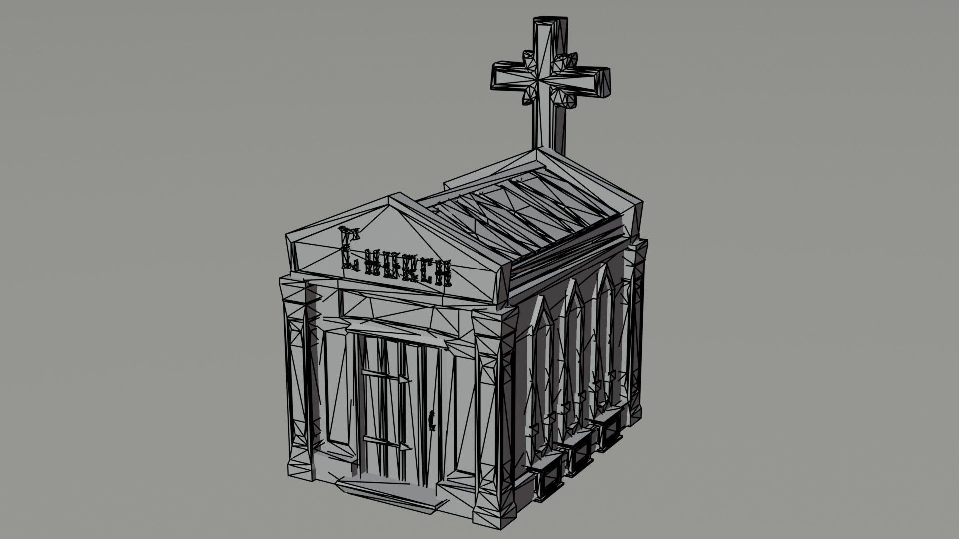 Cartoon stone cemetery Polygonal Style Low-poly 3D model_9