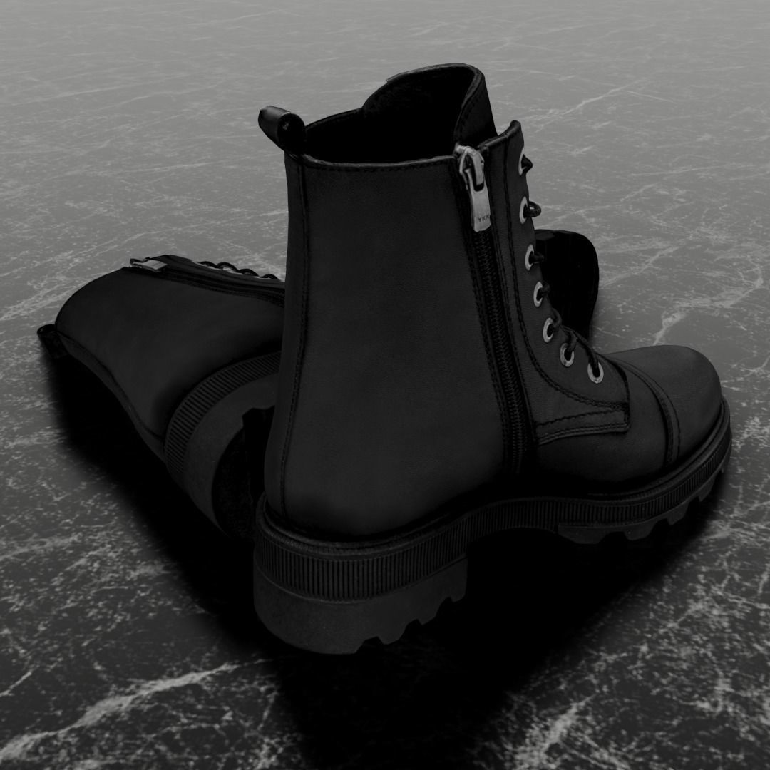 GREYDER 3D BOOTS - BLACK - HIGH Low-poly 3D model_5
