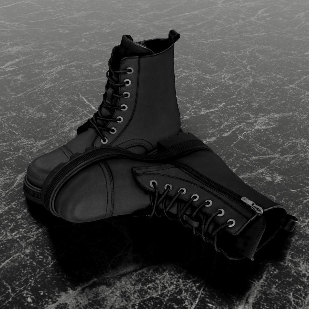 GREYDER 3D BOOTS - BLACK - HIGH Low-poly 3D model_1