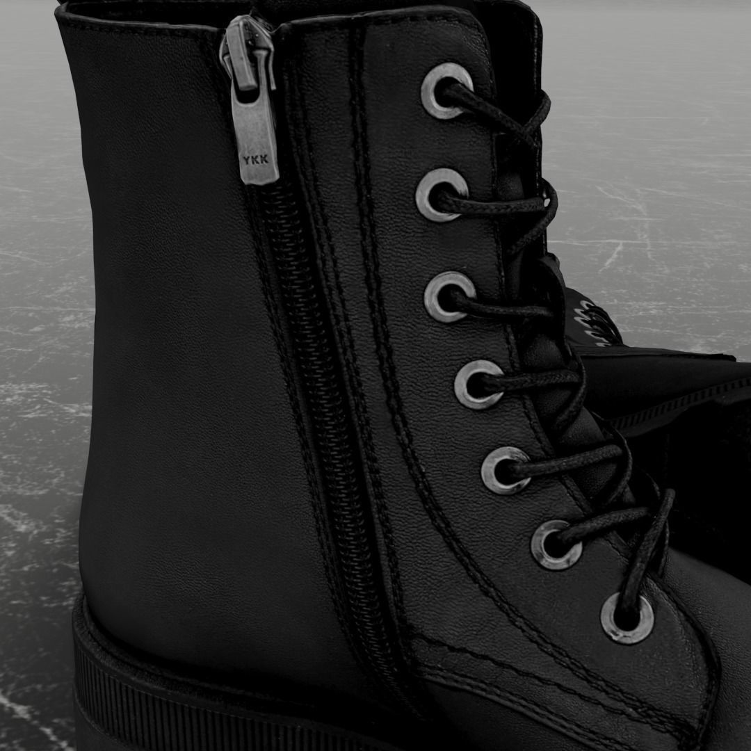GREYDER 3D BOOTS - BLACK - HIGH Low-poly 3D model_10