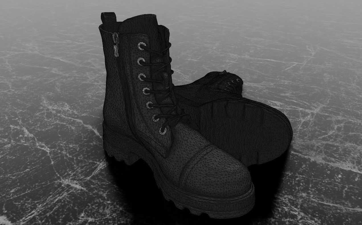 GREYDER 3D BOOTS - BLACK - HIGH Low-poly 3D model_12