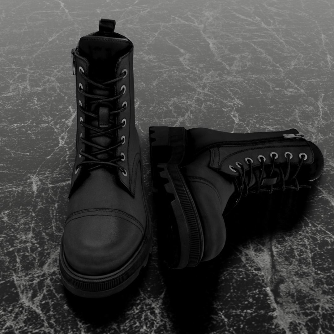 GREYDER 3D BOOTS - BLACK - HIGH Low-poly 3D model_2