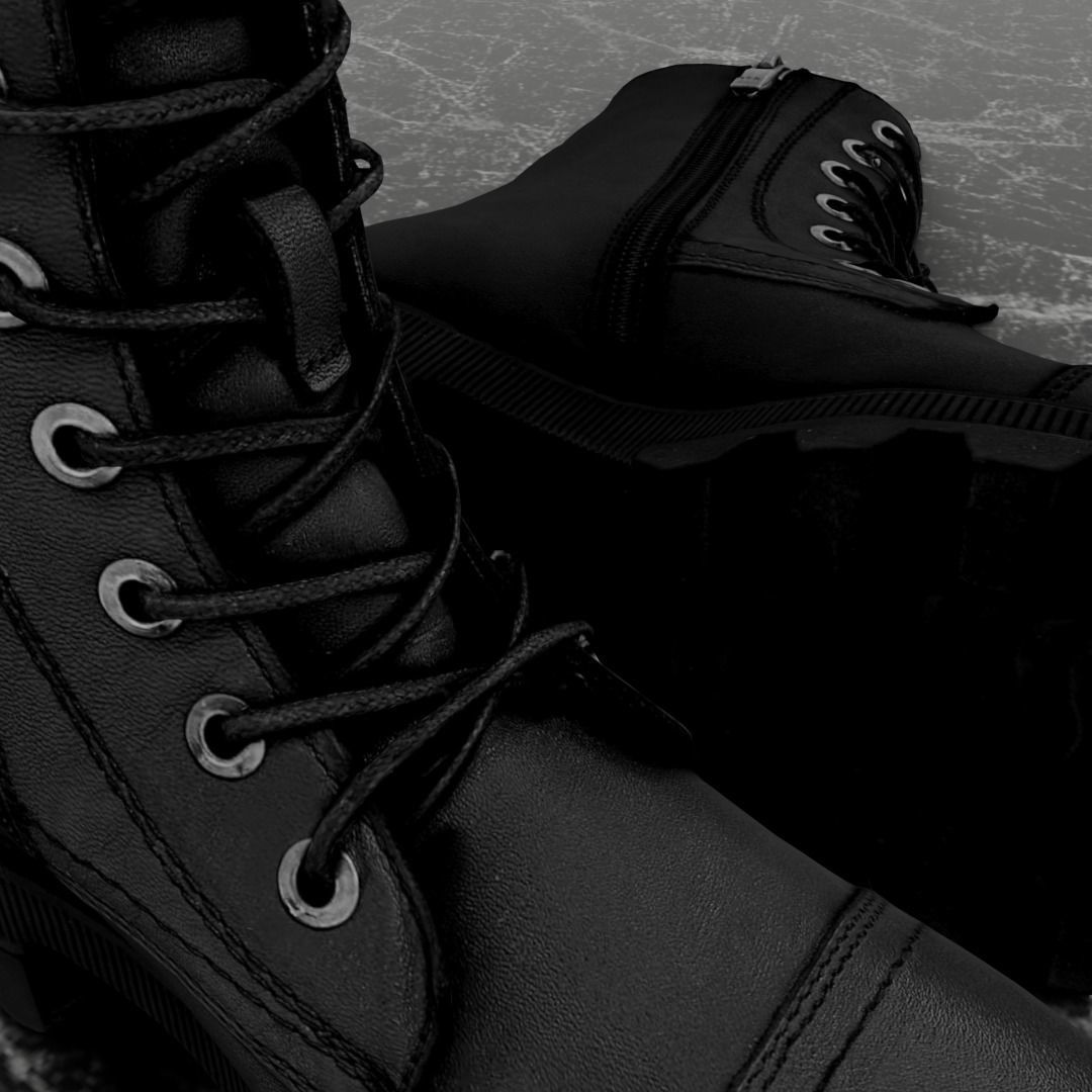 GREYDER 3D BOOTS - BLACK - HIGH Low-poly 3D model_9