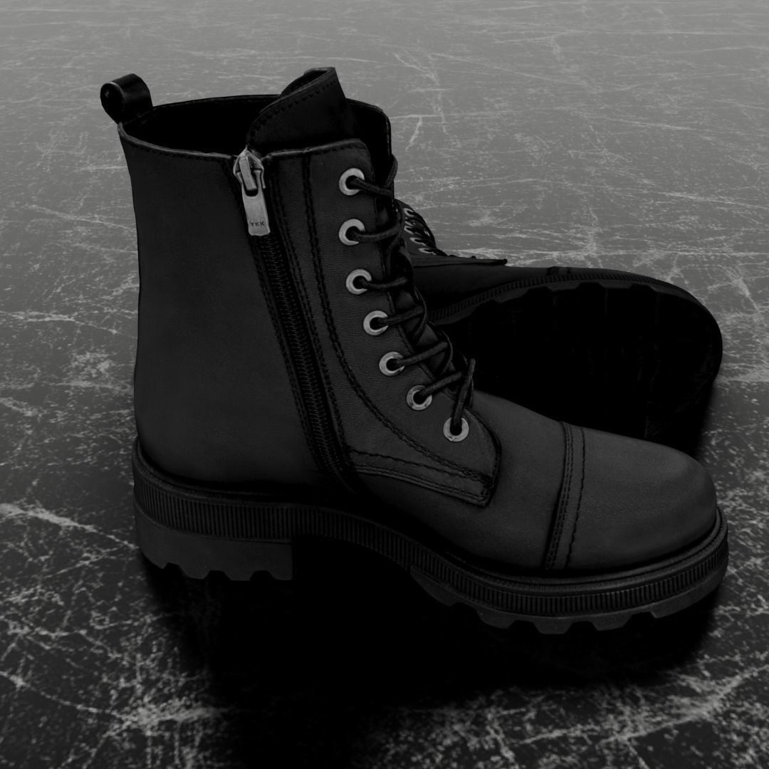 GREYDER 3D BOOTS - BLACK - HIGH Low-poly 3D model_4