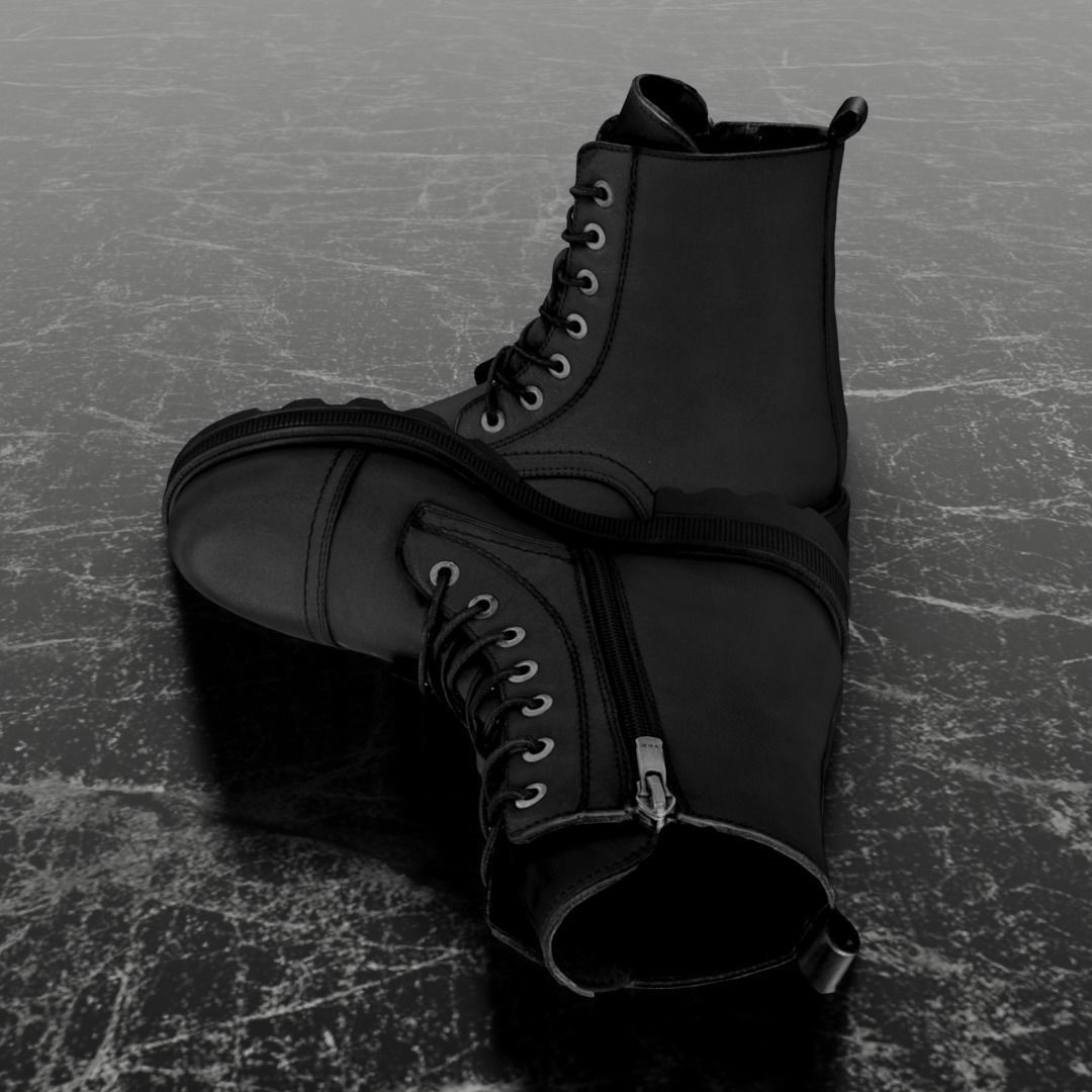 GREYDER 3D BOOTS - BLACK - HIGH Low-poly 3D model_7