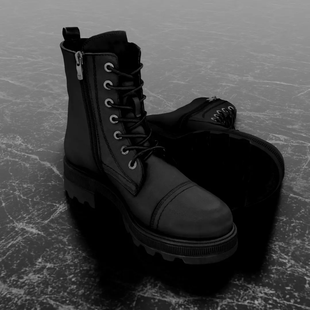 GREYDER 3D BOOTS - BLACK - HIGH Low-poly 3D model_0