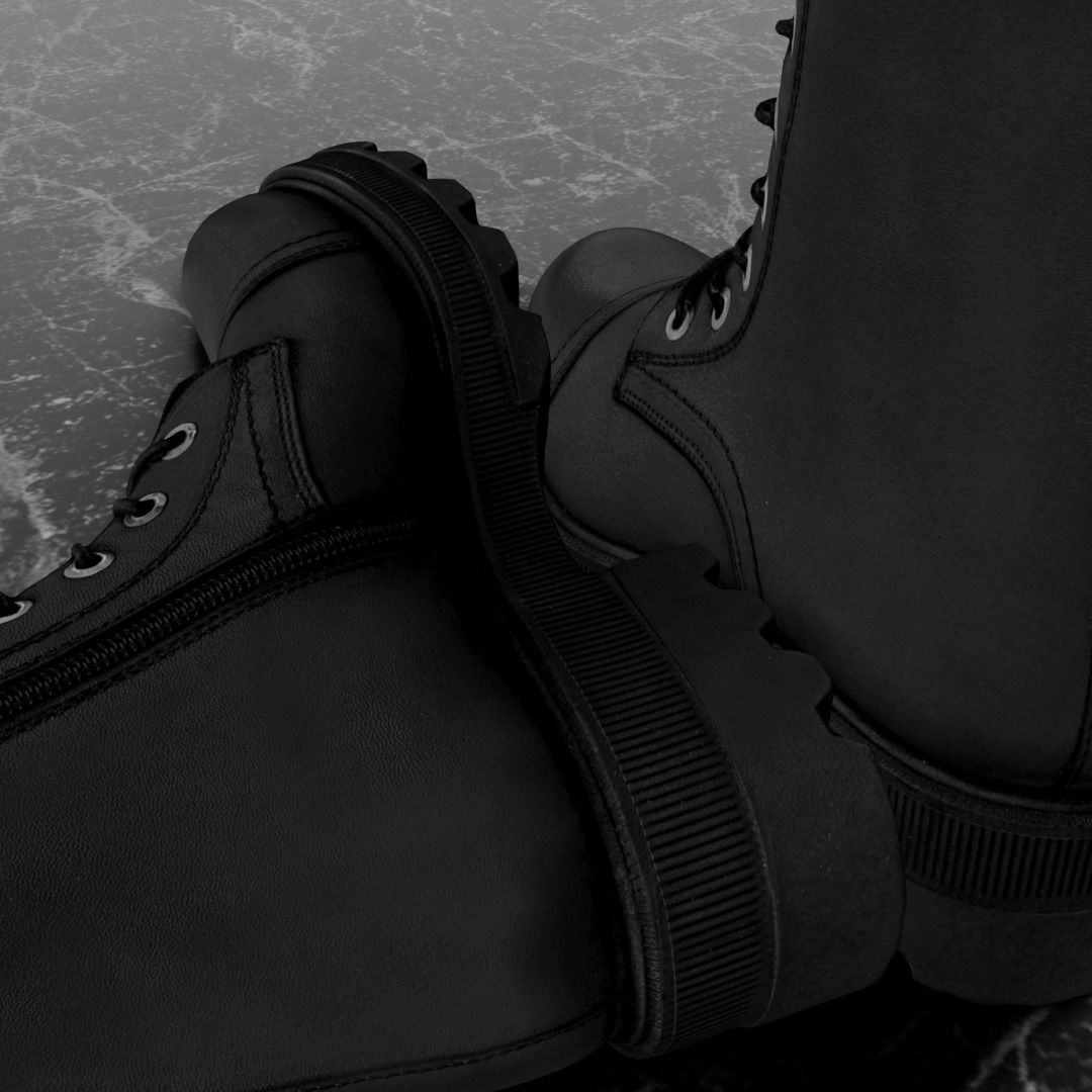 GREYDER 3D BOOTS - BLACK - HIGH Low-poly 3D model_8