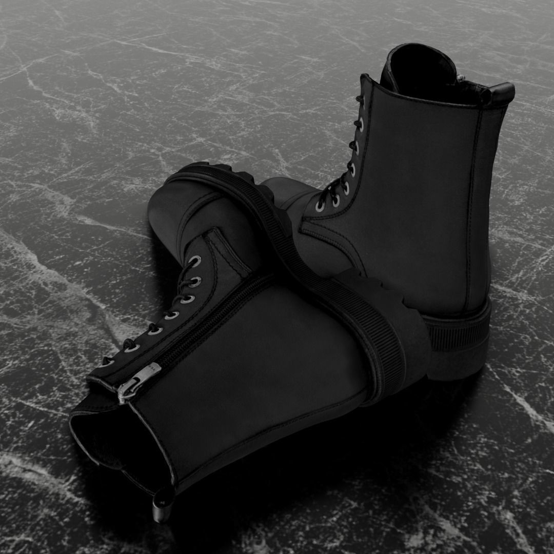 GREYDER 3D BOOTS - BLACK - HIGH Low-poly 3D model_6