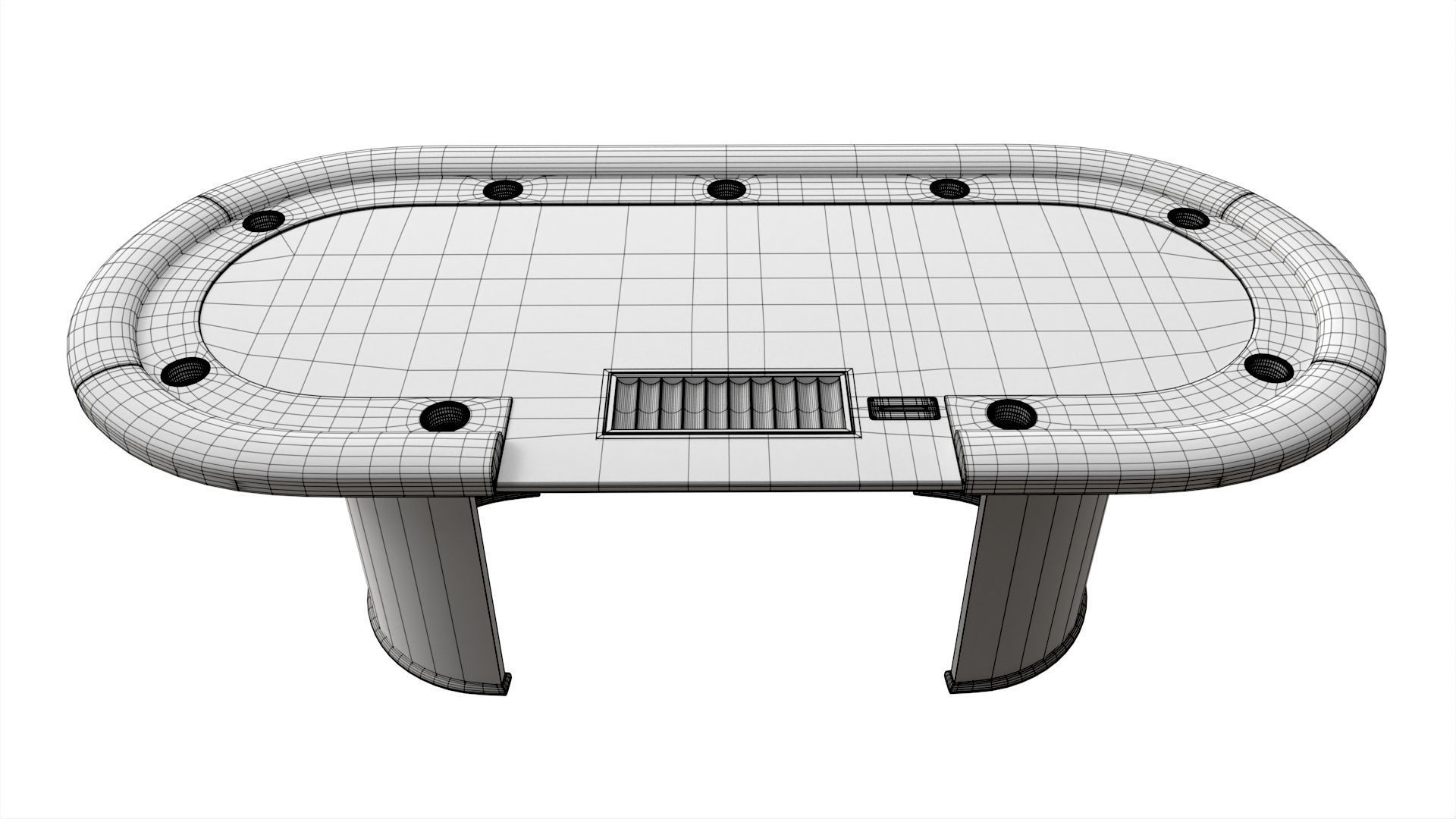 Poker Table Rectangular with Curved Corners 3D model_7