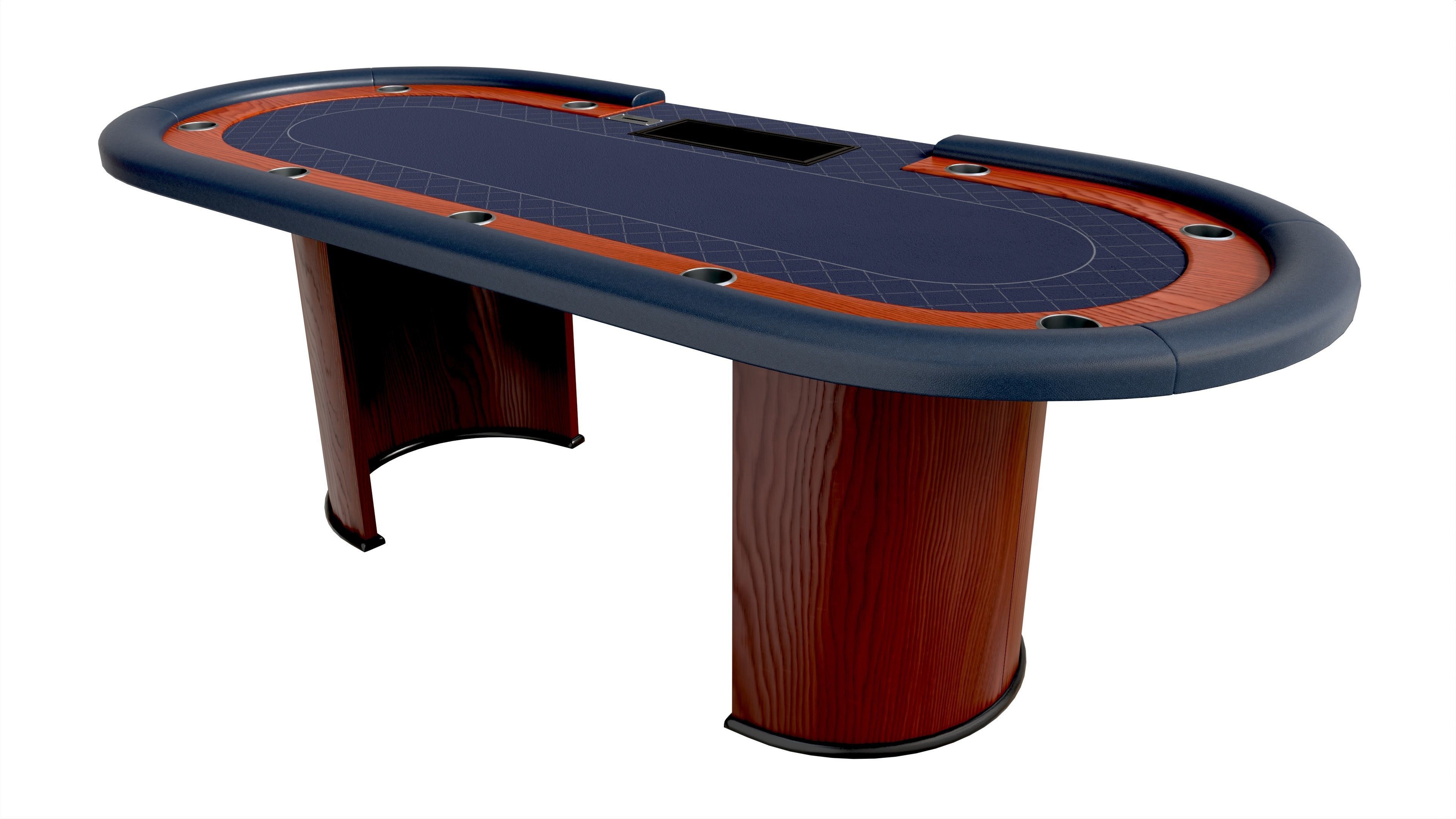Poker Table Rectangular with Curved Corners 3D model_1