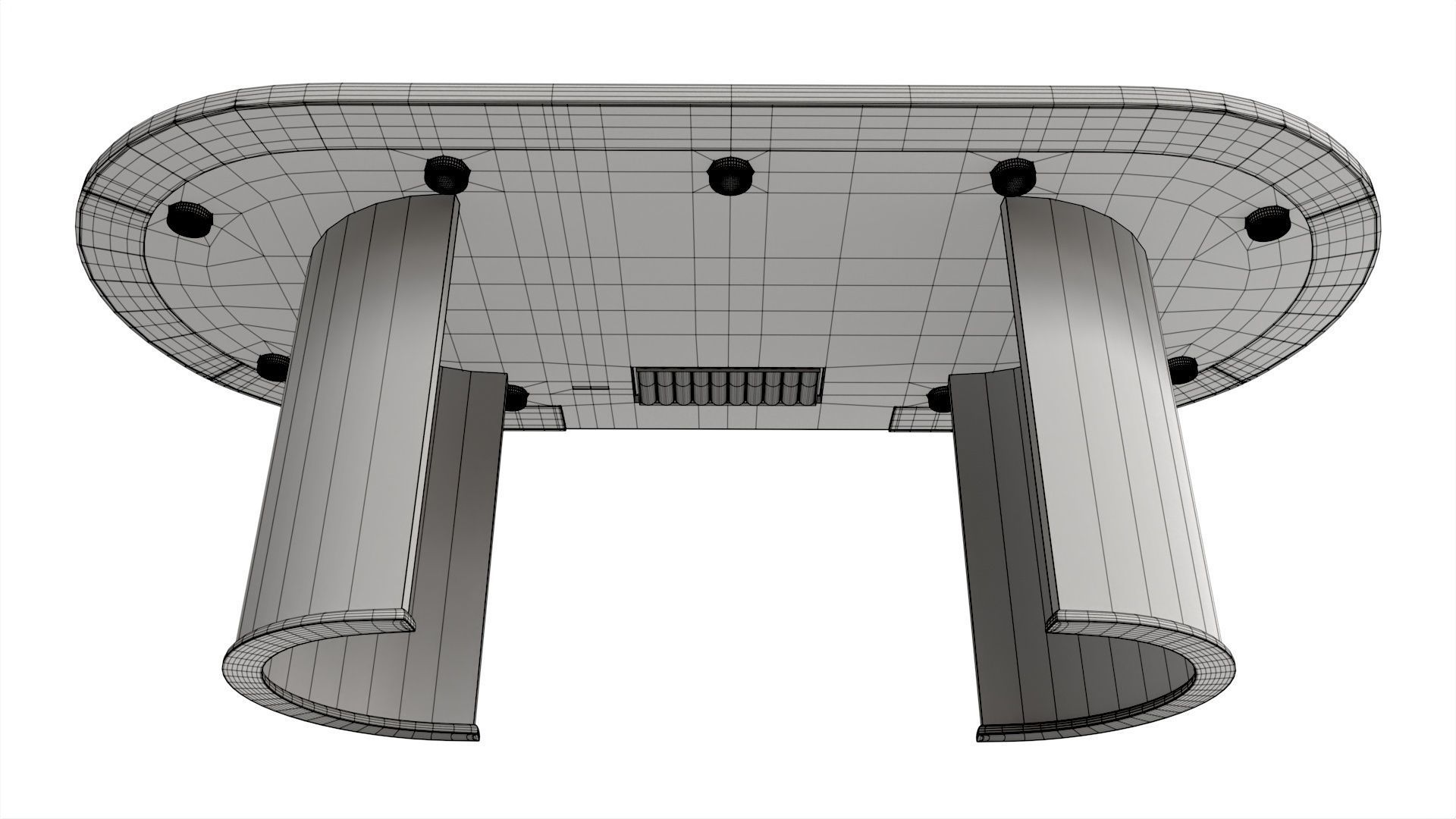 Poker Table Rectangular with Curved Corners 3D model_8