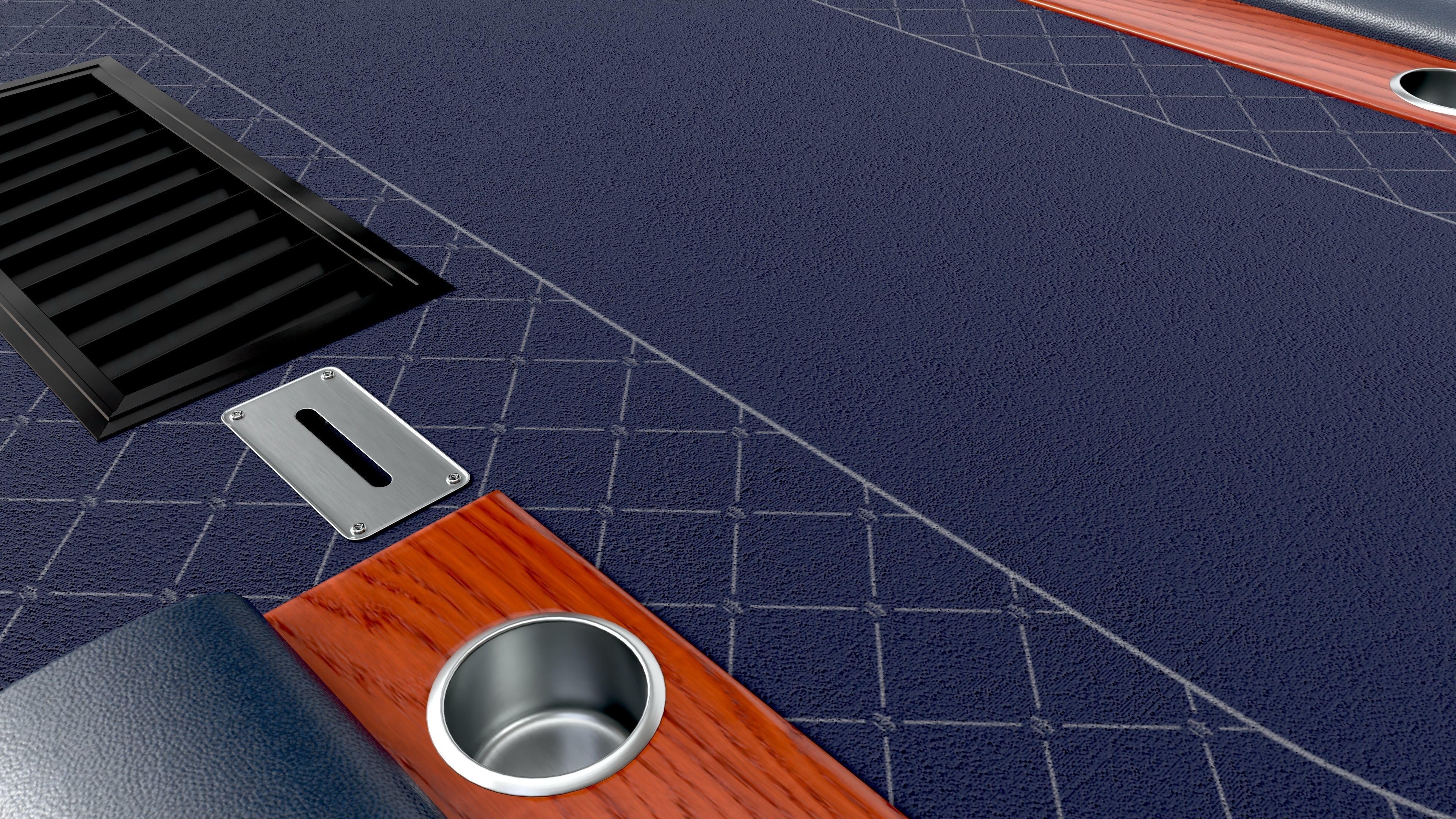 Poker Table Rectangular with Curved Corners 3D model_4
