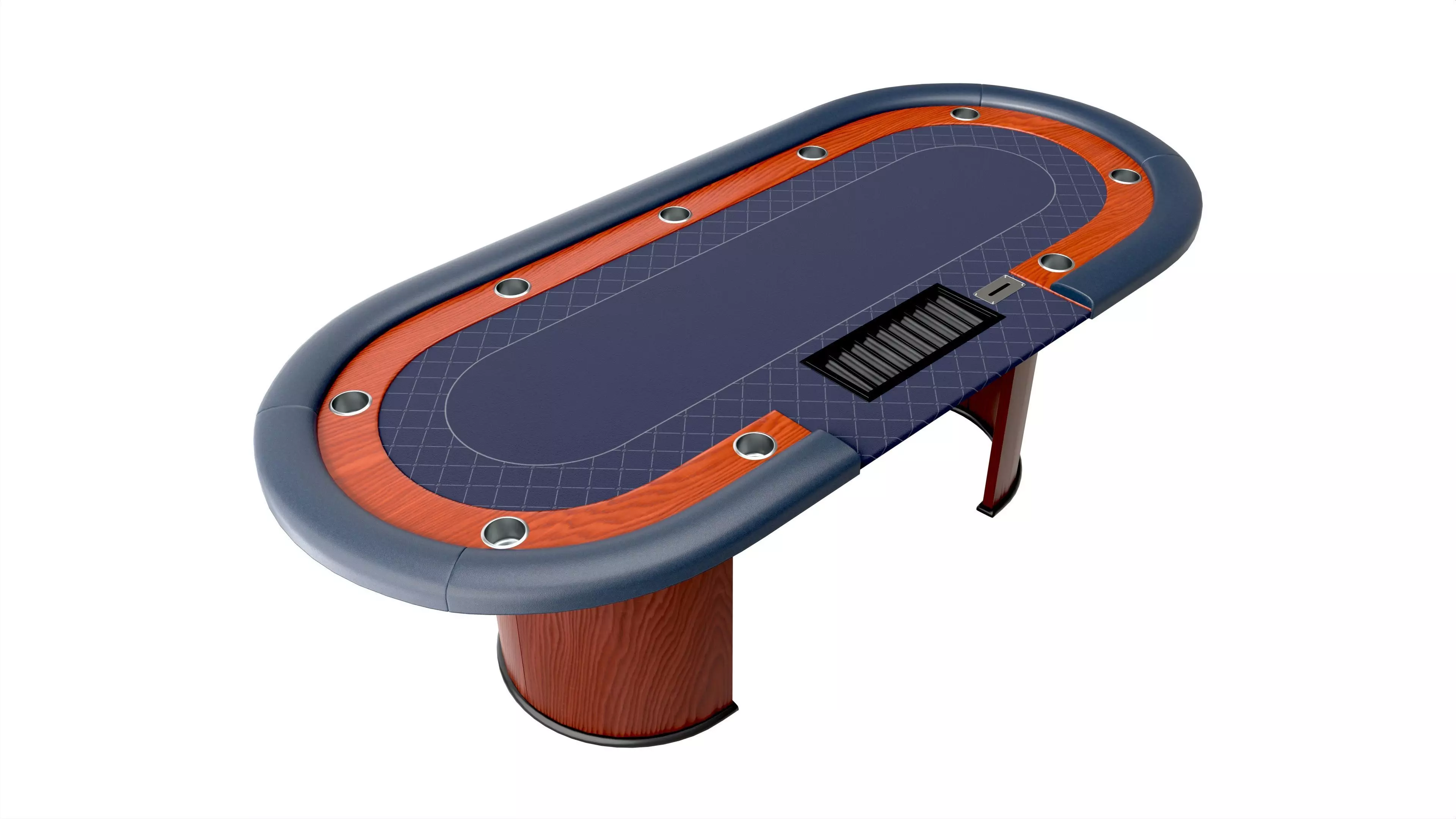 Poker Table Rectangular with Curved Corners 3D model_0