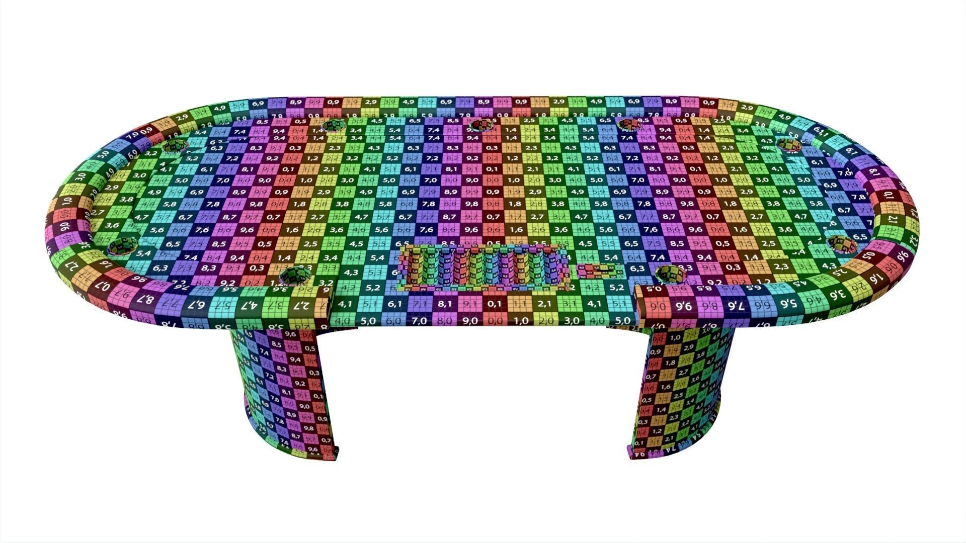 Poker Table Rectangular with Curved Corners 3D model_10